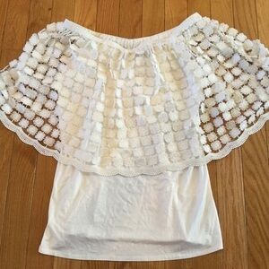 New Thalia Sodi Blouse Crochet Overlay XS